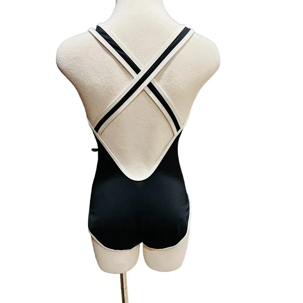 Athleta Gold Coast Solid Black Belted(no belt) Swim Size S - Image 5