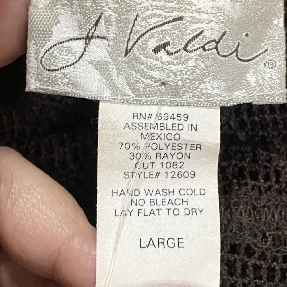 J. Valdi Brown Swim Coverup Women's Sz Large Open Knit See Through Cruise Beachy - Image 8