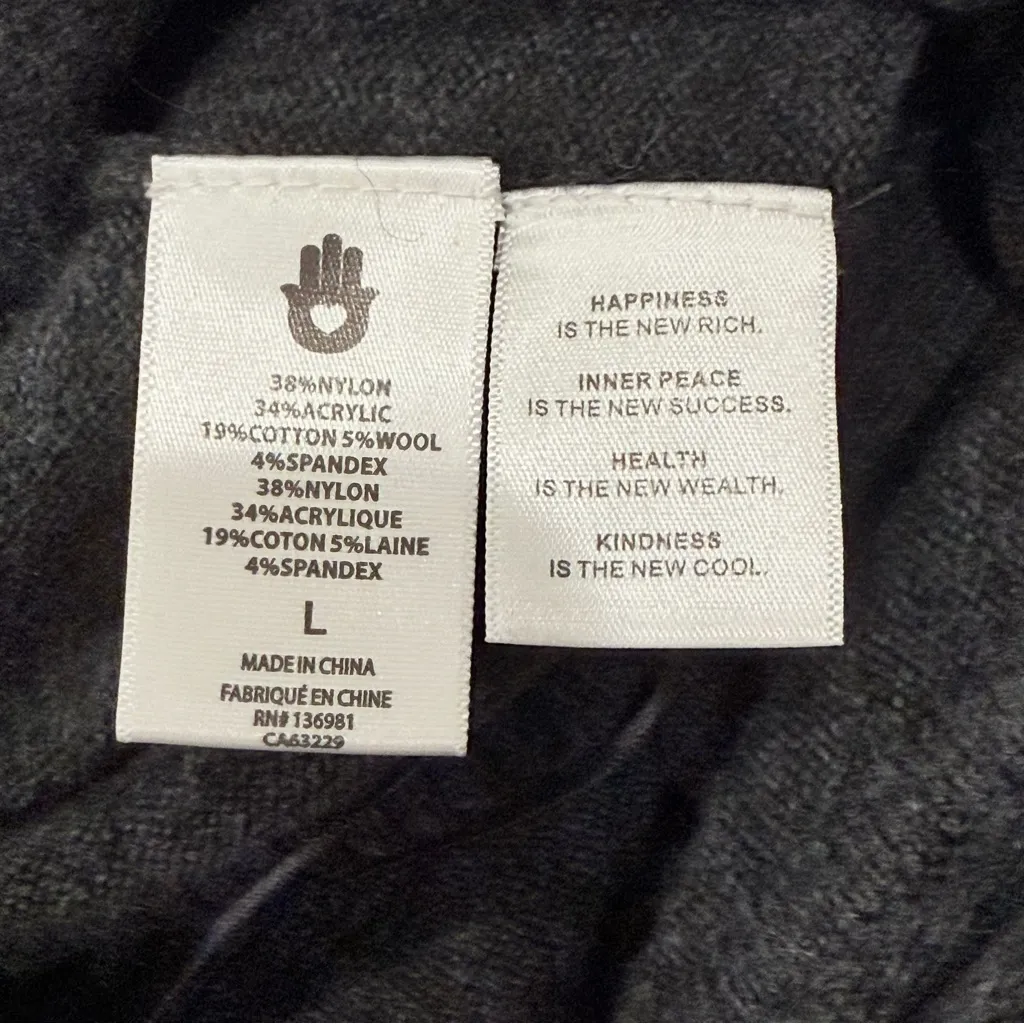 Spiritual Gangster Houston Rib Surplice Jumpsuit Wool Black Large Long Sleeve - Image 11