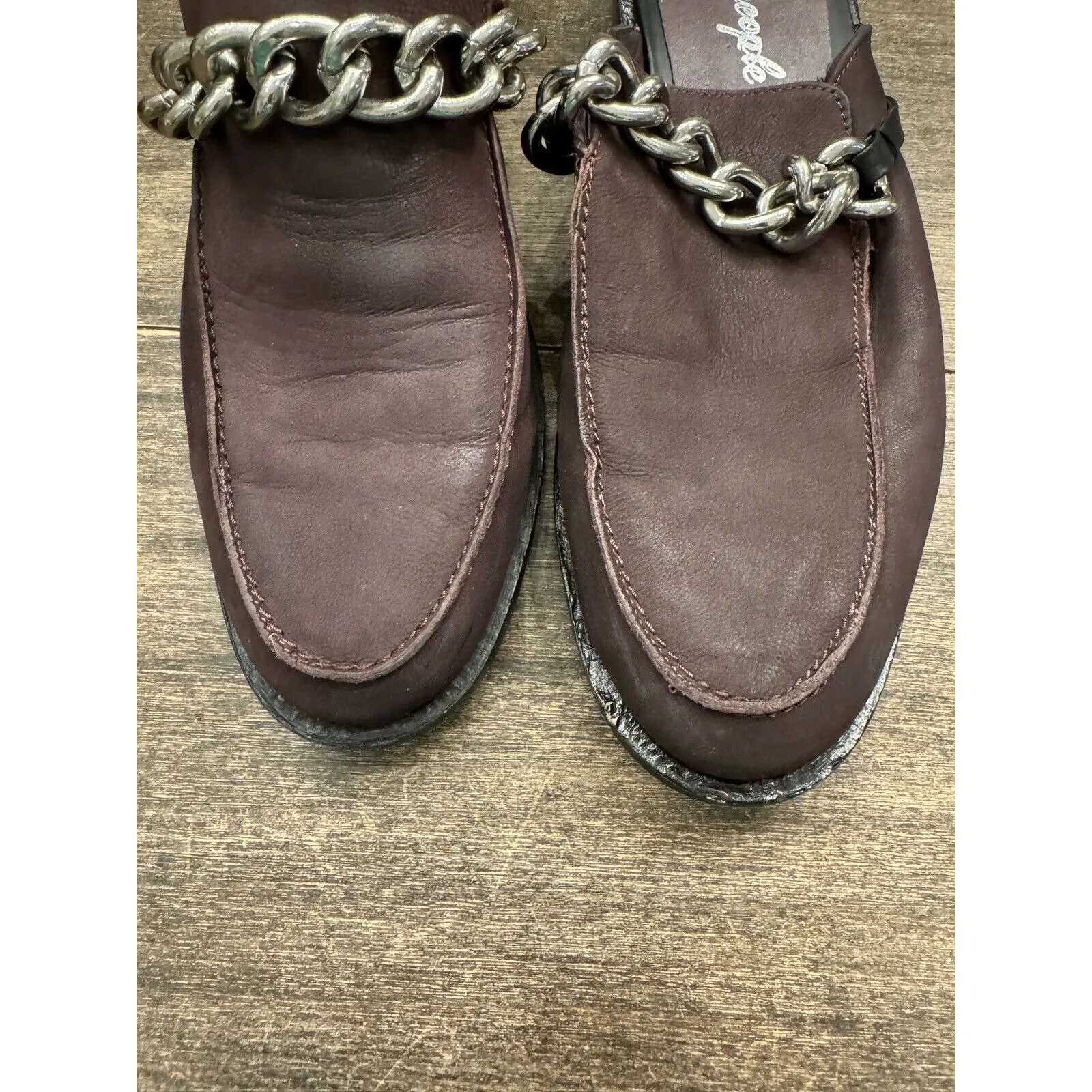 Free People Vida Mules Size 9 / EUR 40 Slip On Shoe Loafer Purple‎ Leather Metal - Image 2