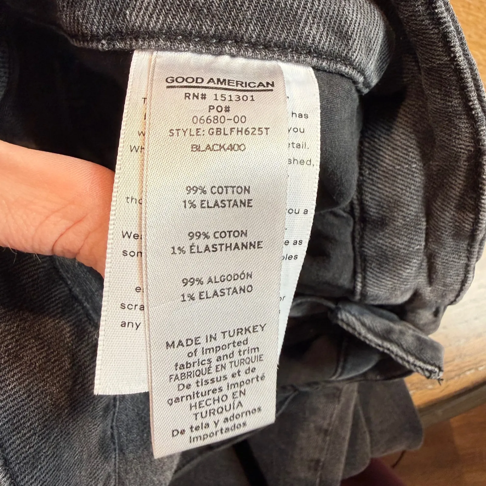 Good American Good Boy High Waist Black Wash Denim Jeans Raw Hem Plus Size 22 - Image 7