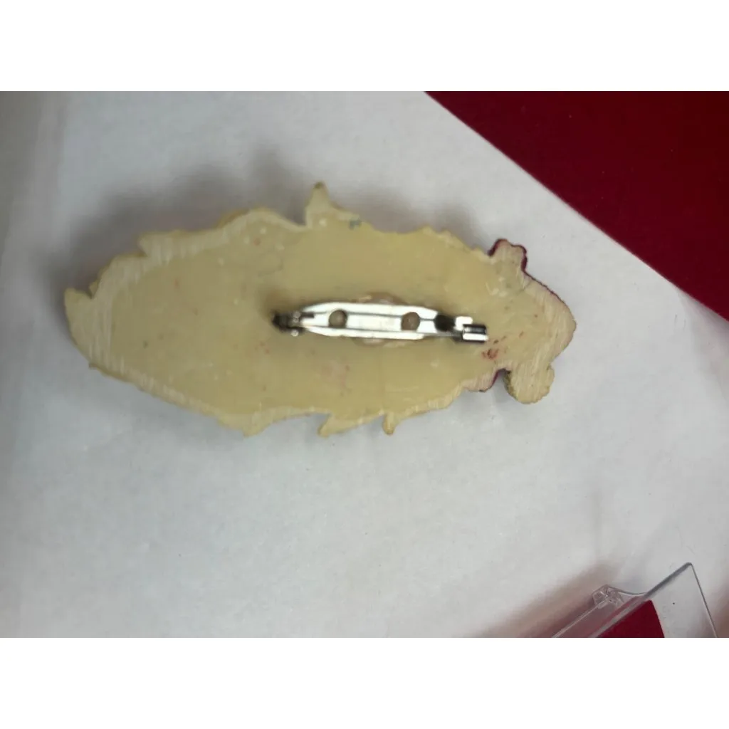 Vintage Santa Claus Glittered Brooch Pin With Floral Accents Red - Image 6