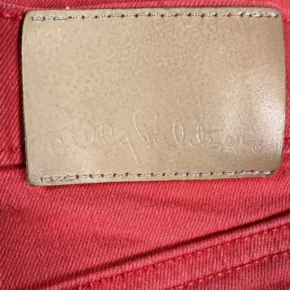 Lilly Pulitzer Coral Straight Leg Jeans 5 Pocket 28” Inseam Size 12 - Image 8