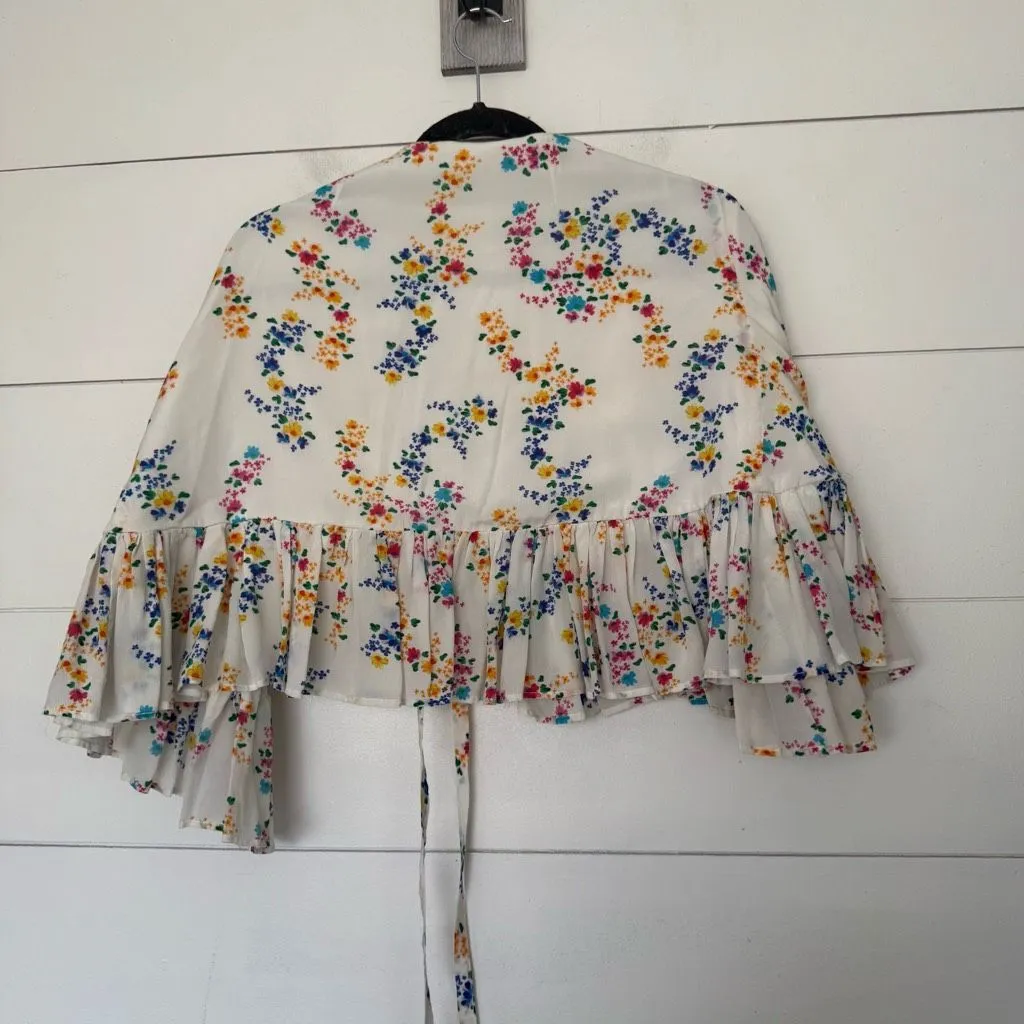 All Things Mochi Women’s Large Floral Ruffle Cape Top - Image 3