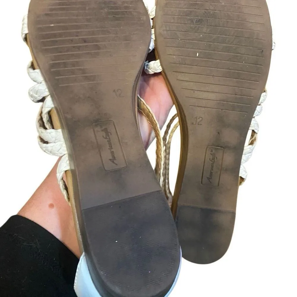 American Eagle white straps flat sandals size 12 - Image 5