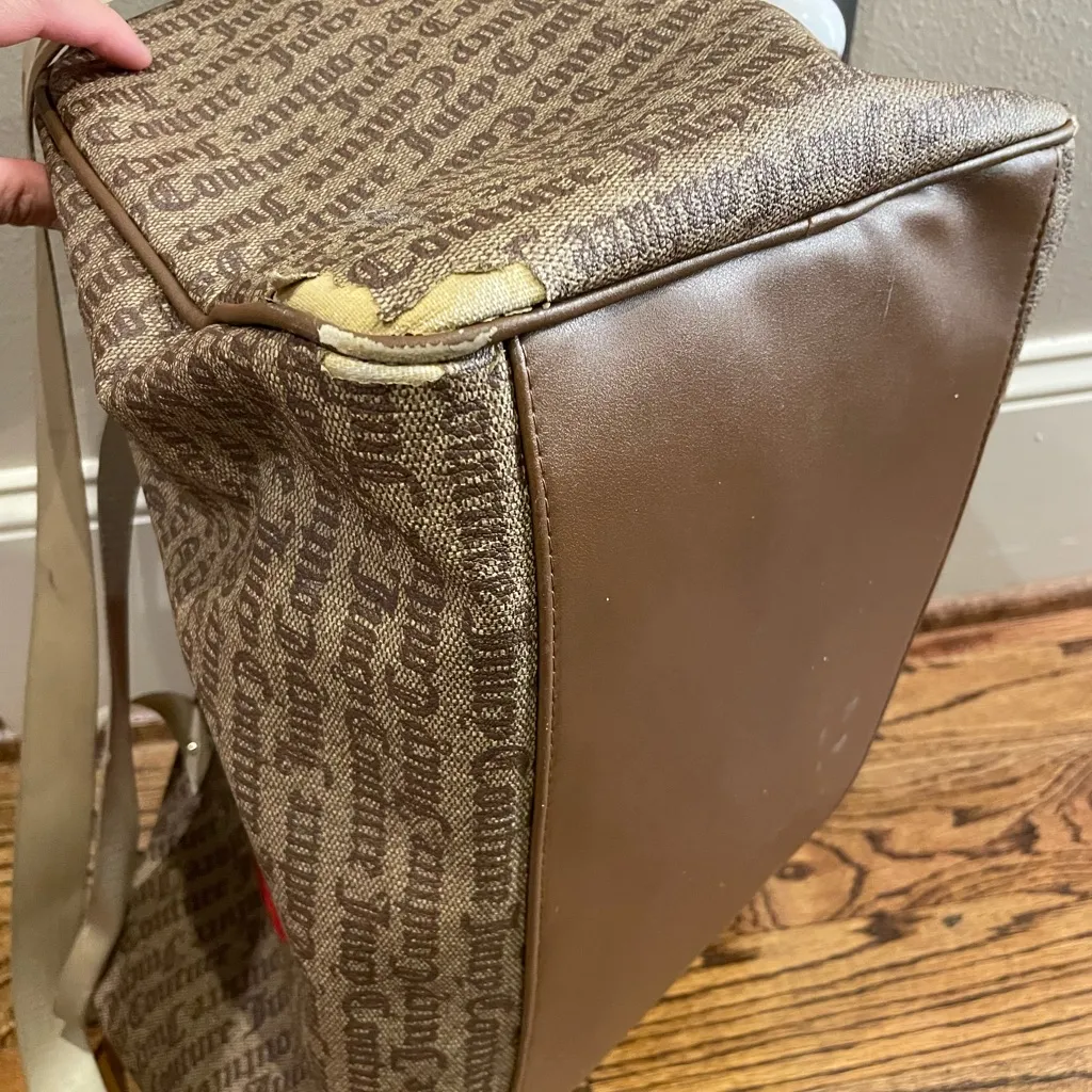 Juicy Couture Tan and Red Heart Tote Duffel Bag - Image 6