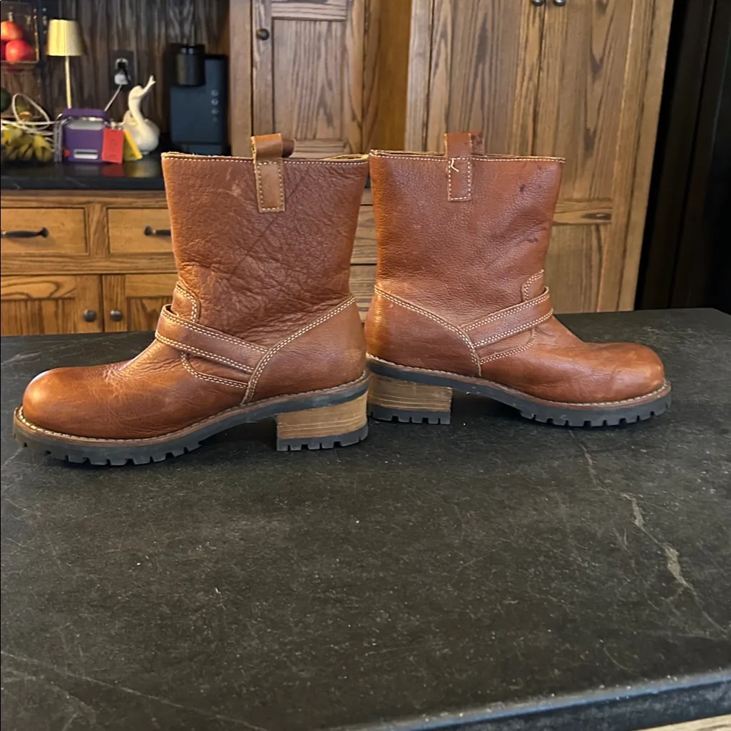 American Eagle Y2K 2000s Leather Chunky Heel Campus Moto Tall Boots 10 - Image 6