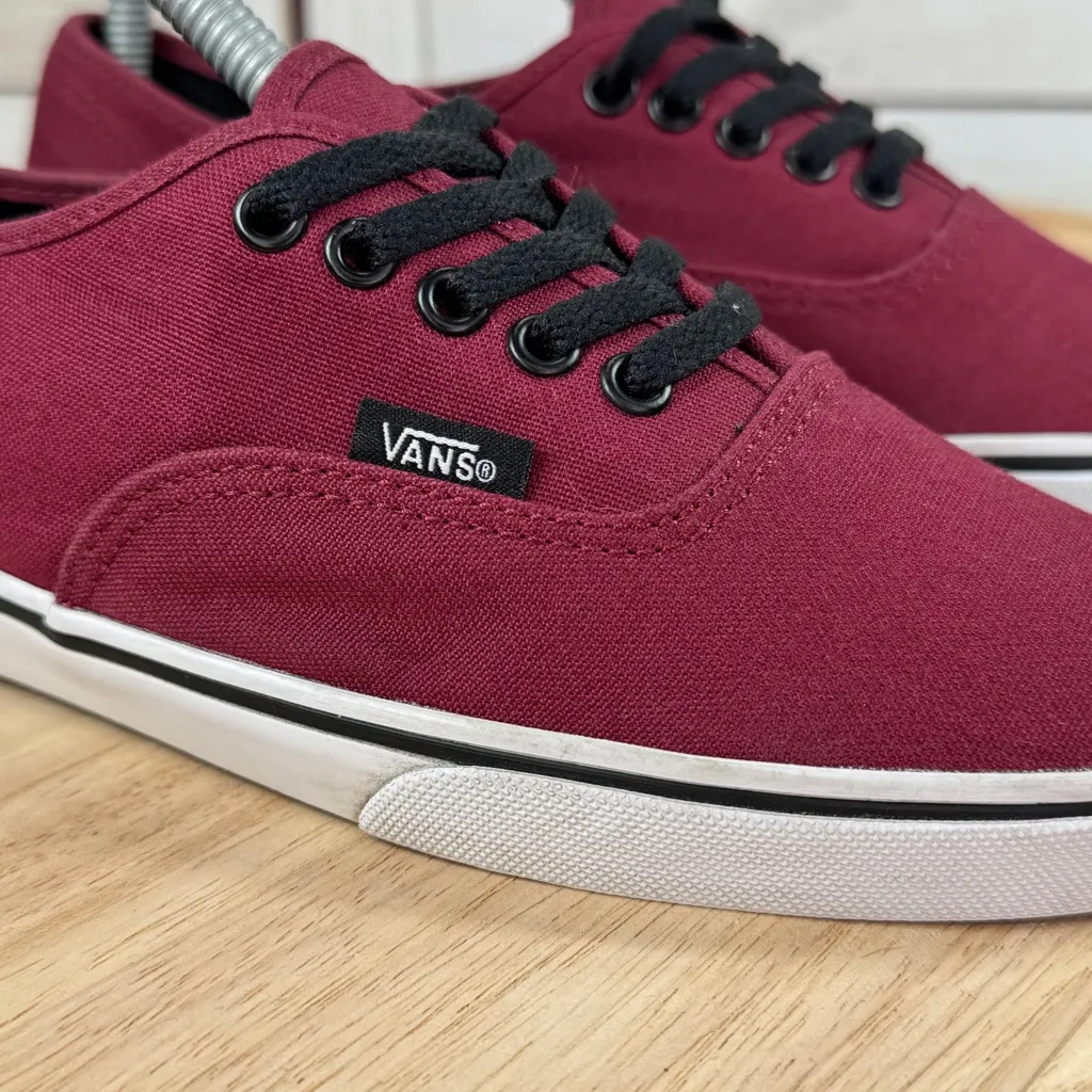 Van Authentic Canvas Low Top Lace Up‎ Sneakers Burgundy Red 7.5 Women 6 Men - Image 7