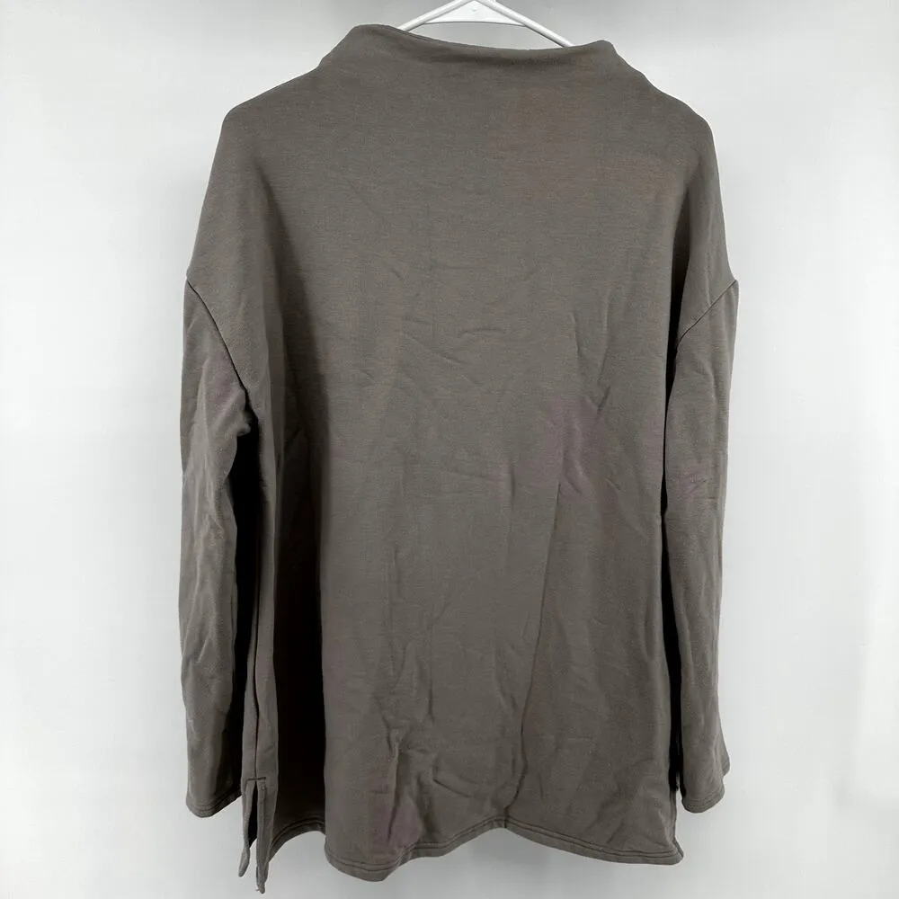 Free Fly Bamboo Sweatshirt Long Sleeve Top Relaxed Bateau Neck Hiking Taupe L Gray Size L - Image 5