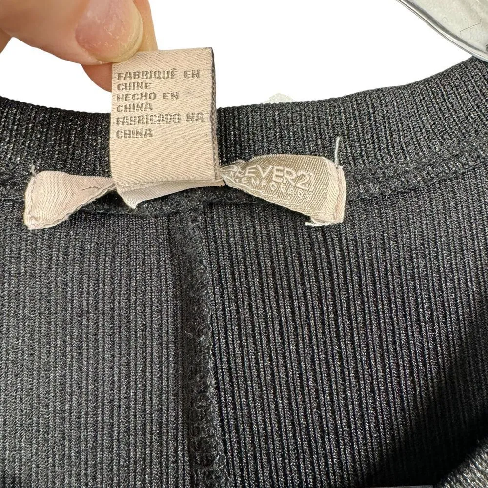 Metallic Black‎ Ribbed Bodycon Dress Sleeveless Stretch Fitted Mini Sexy Out LBD - Image 6