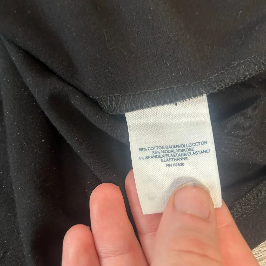 Land's End Black Cap Sleeve Twist Front Maxi Dress Knit Stretch Q47 - Image 5