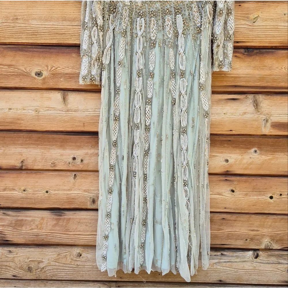 MAC DUGGAL 10077 Green Embellished Mesh Long Sleeve A Line Gown - Image 12