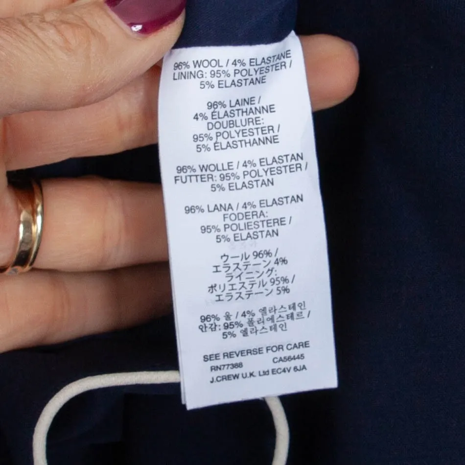 J. Crew‎ Womens Collarless Bi Stretch Wool Blazer Size 2 Blue Trim Career Office - Image 5