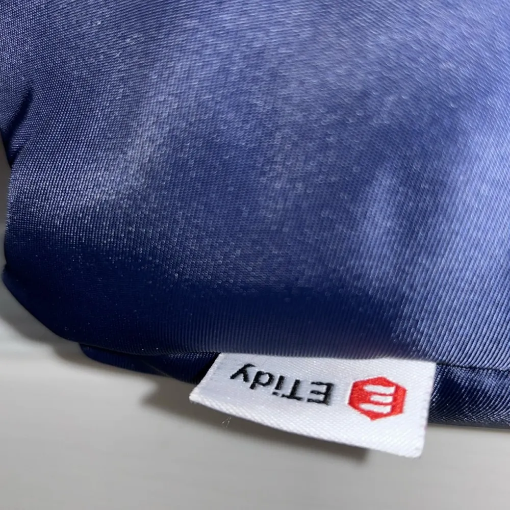 ETIDY BRAND NAVY BLUE NYLON CROSSBODY ADJUSTABLE STRAP ORANGE NYLON INTERIOR - Image 4