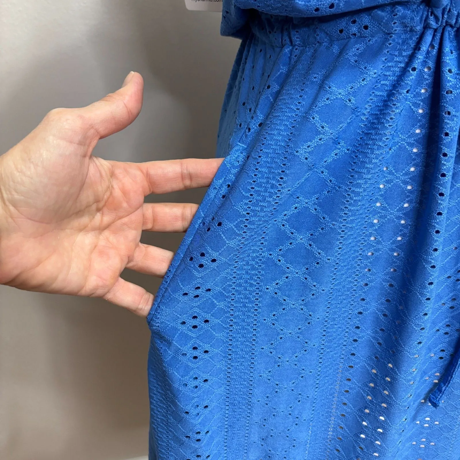 Charmo Swimsuit Cover up Women S Beach Coverup Eyelet Boho NWT Holiday Gift Blue - Image 5