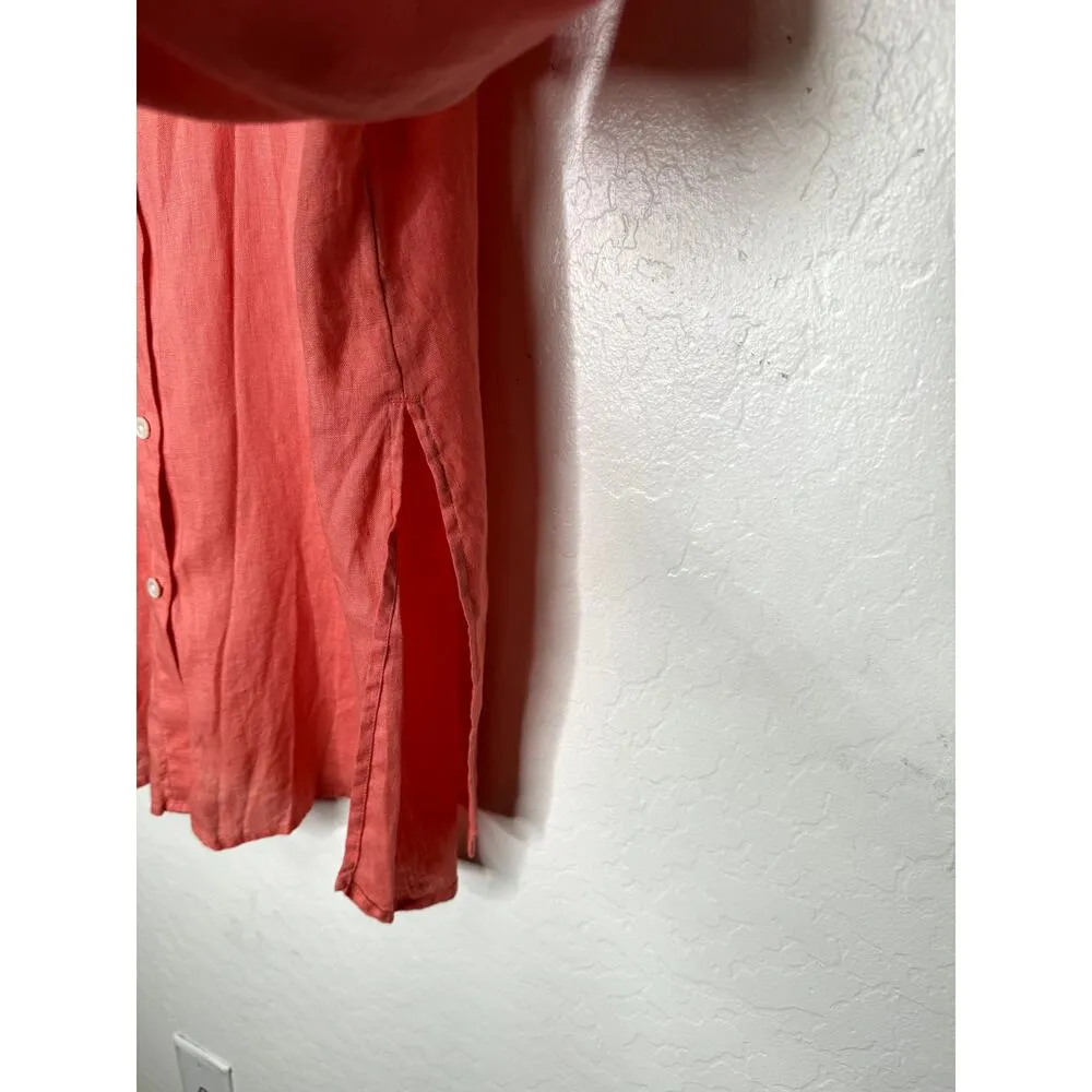 J. Jill Love Linen Sze XL Womens Button Down Long Sleeve Shirt Salmon Minimalist - Image 7