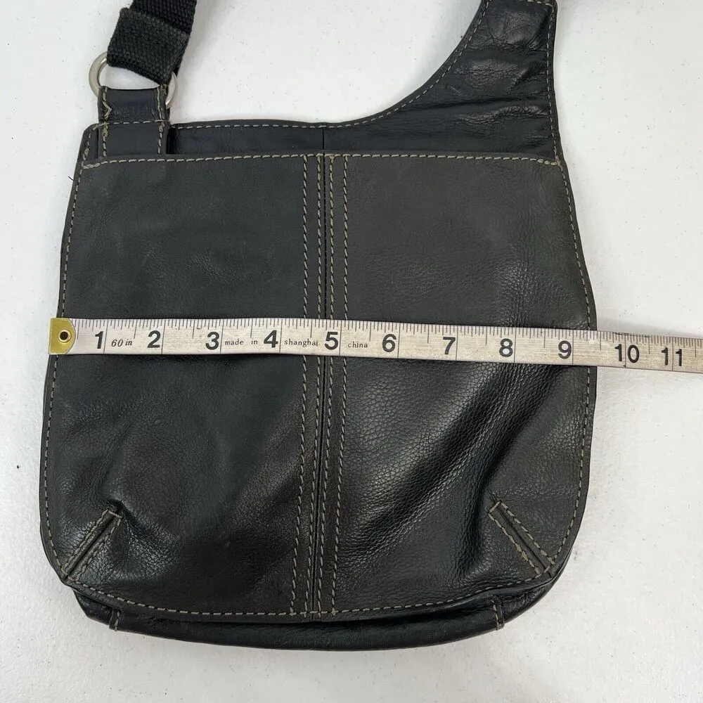 Fossil Black Leather Crossbody Shoulder Bag Messenger Purse Adjustable Strap - Image 10