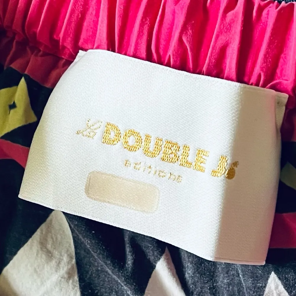 La DoubleJ Paloma short cotton trapeze dress in Cartwheel Giallo geometric print Yellow Size XL - Image 5