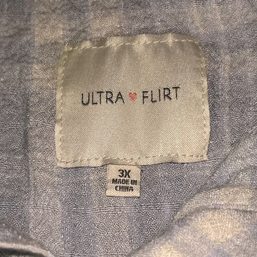 NWT Ultra Flirt Coastal Cowgirl Tie-Front Tank Top - Size 3X - Light Blue - Image 4