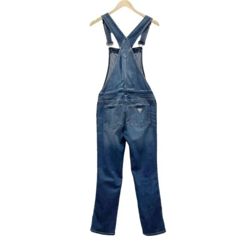 Vintage Guess Jeans Distressed Denim Overalls Medium Wash Straight Leg Size 26 2 - Image 3