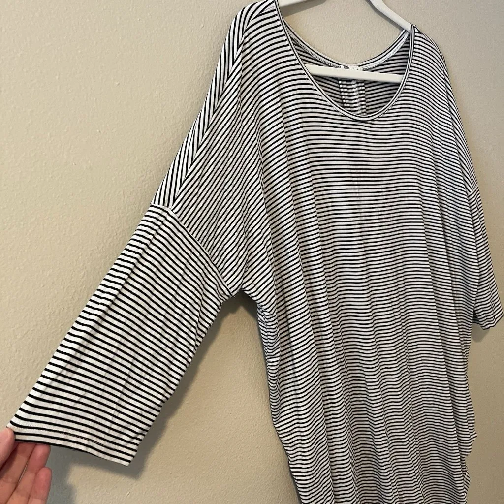 Anthropologie Top Lagenlook Loose Jersey Tunic Pinstripe‎ Stripe Minimalist Long - Image 3