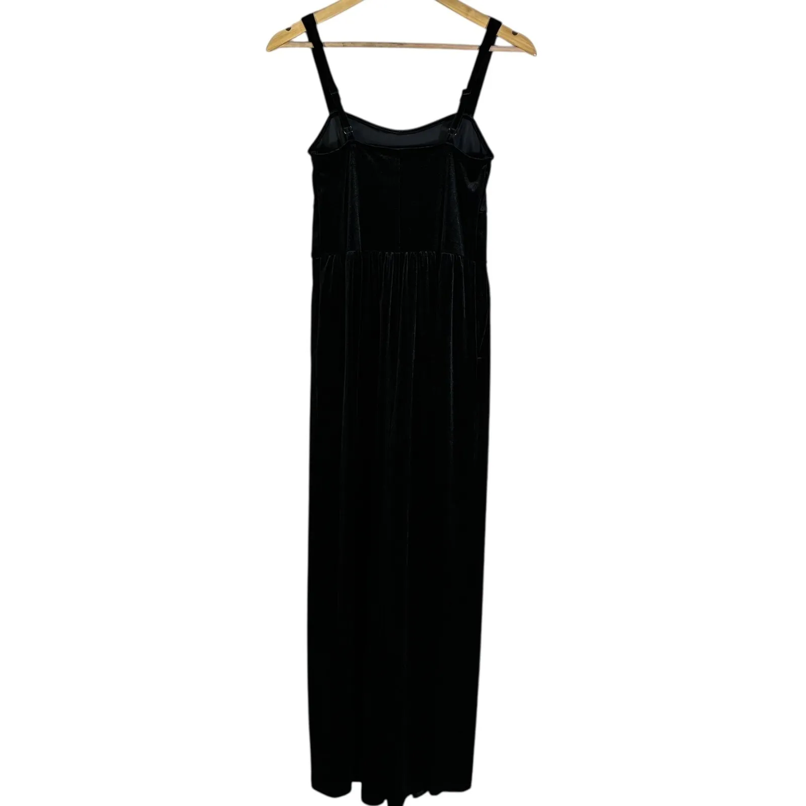 Old Navy Velvet Wide Leg Jumpsuit Womens S Black Goth Fairy Evening Romantic - Image 2