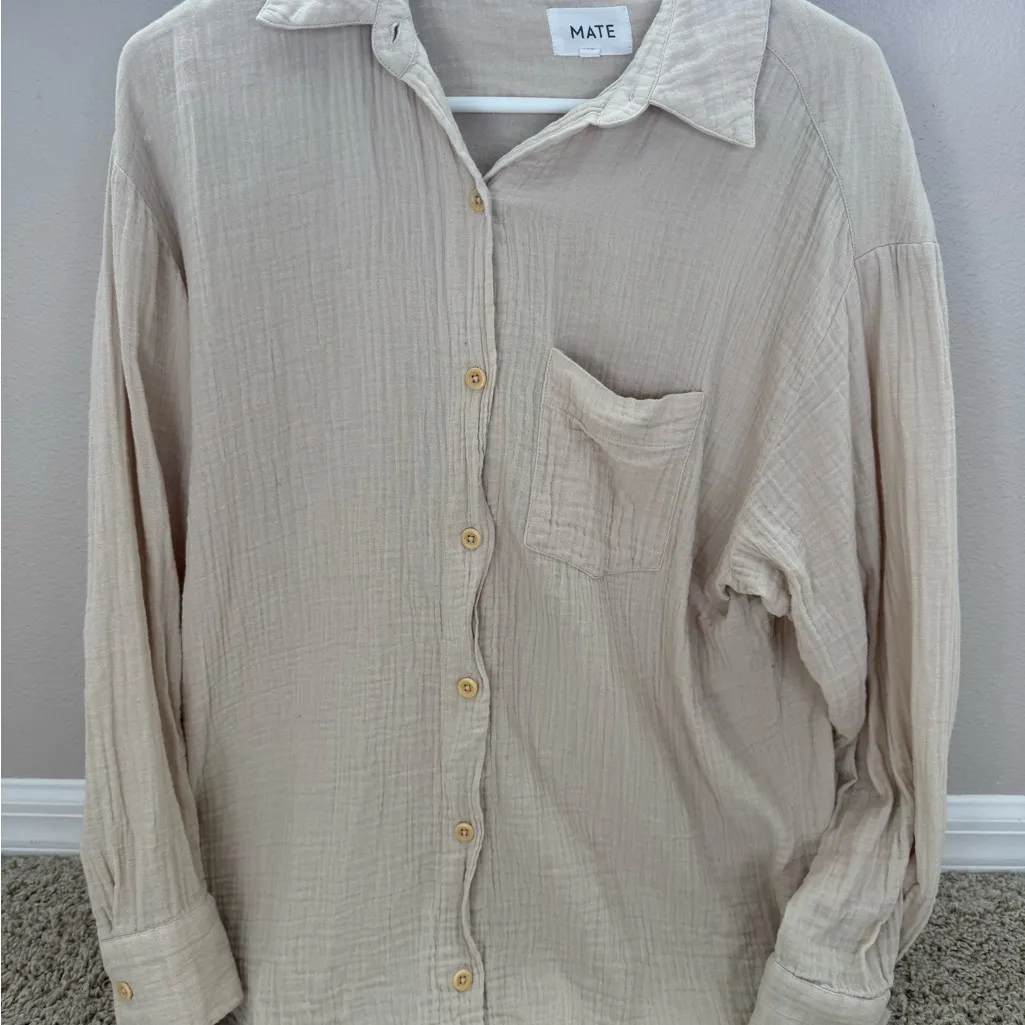 Women's oversized mate the label cotton gauze button down - Image 4