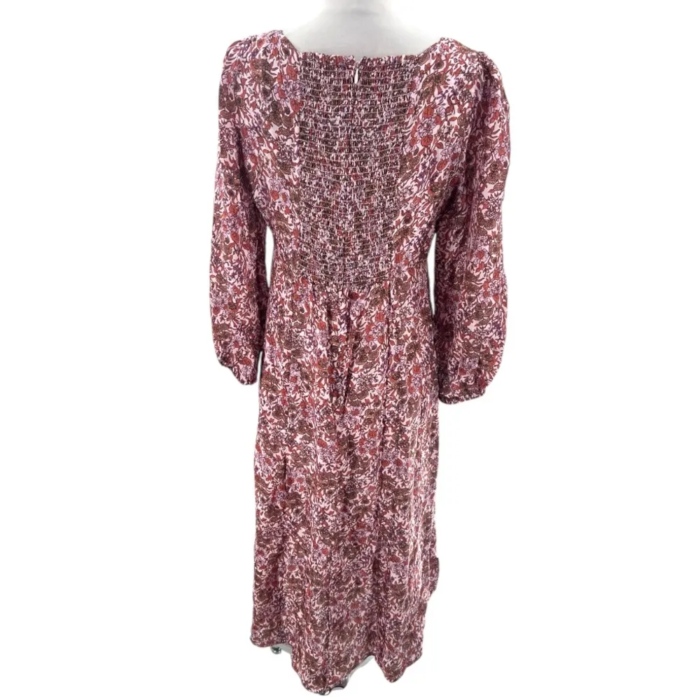 J. Crew Sweetheart Long. Sleeve Midi Dress Sz 6 fete floral - Image 4