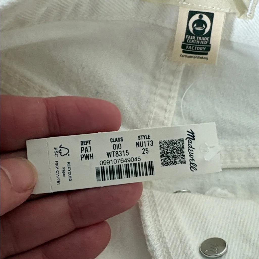 Madewell Low-Slung Baggy‎ Crop Pure White size 25 NWT - Image 7