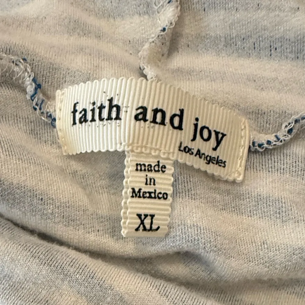 **Faith & Joy Striped Sleeveless Hooded Cardigan – Blue & White – Size XL** - Image 3