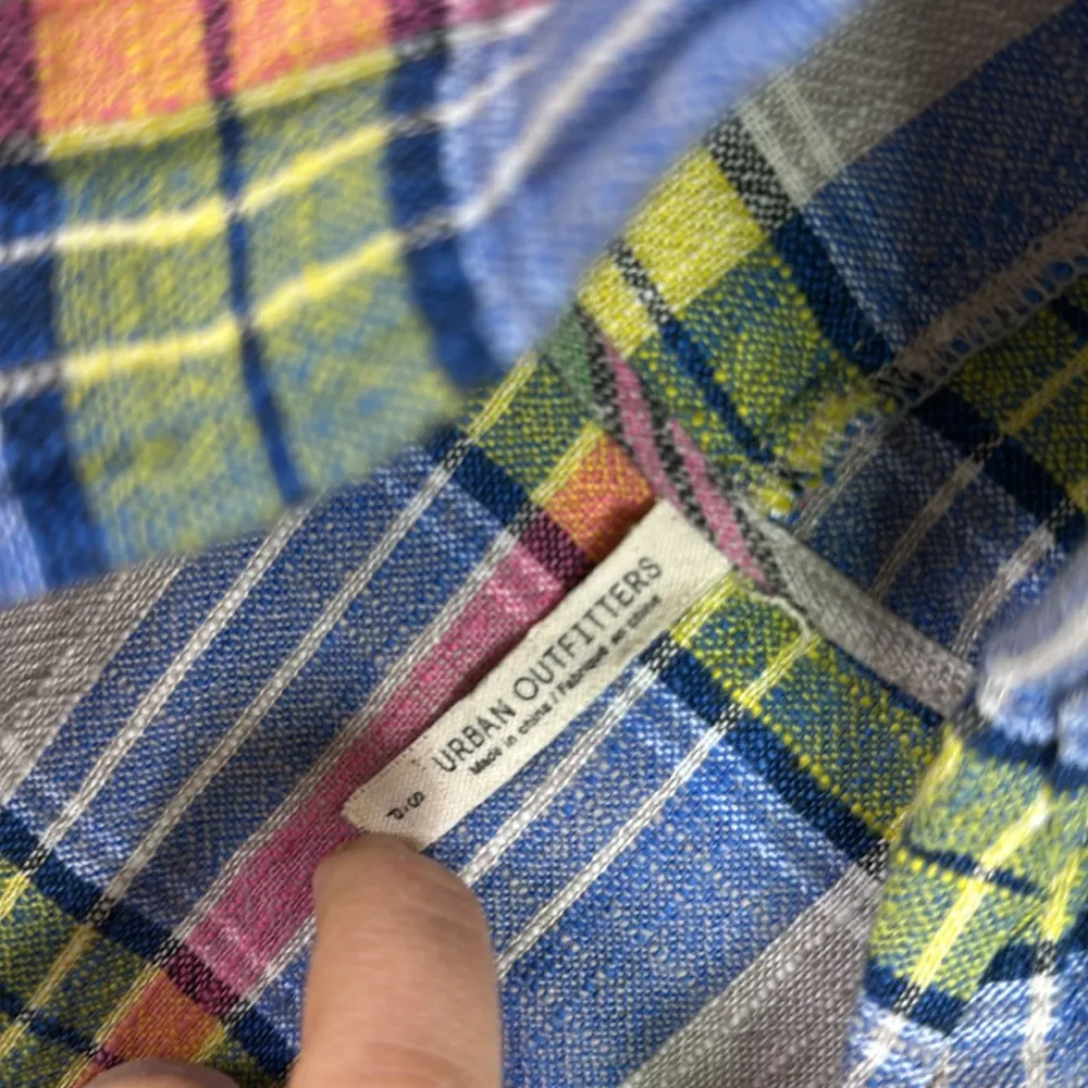 Urban outfitters linen blend plaid hooded romper size small - Image 5