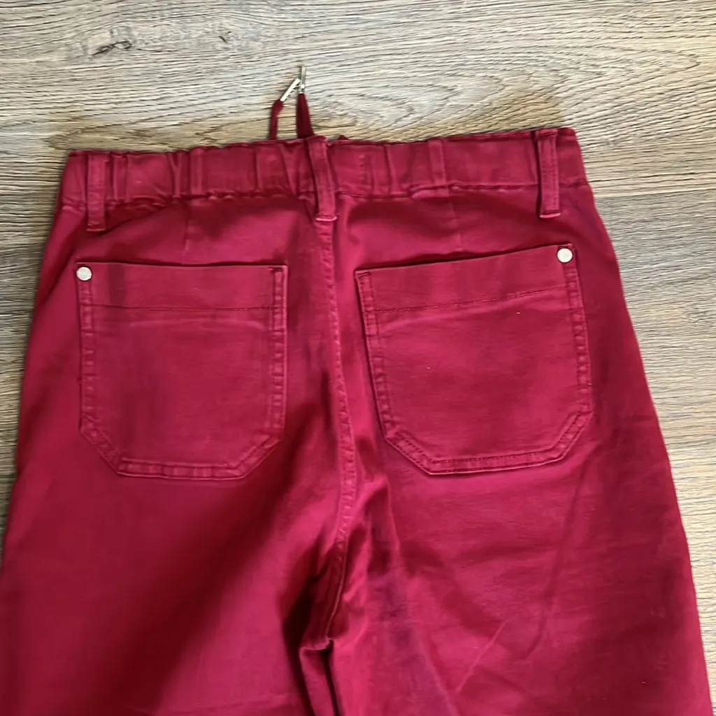 Judy Blue Wine Red Drawstring Waist Double Cuff Joggers Jeans Pants 27 - Image 9