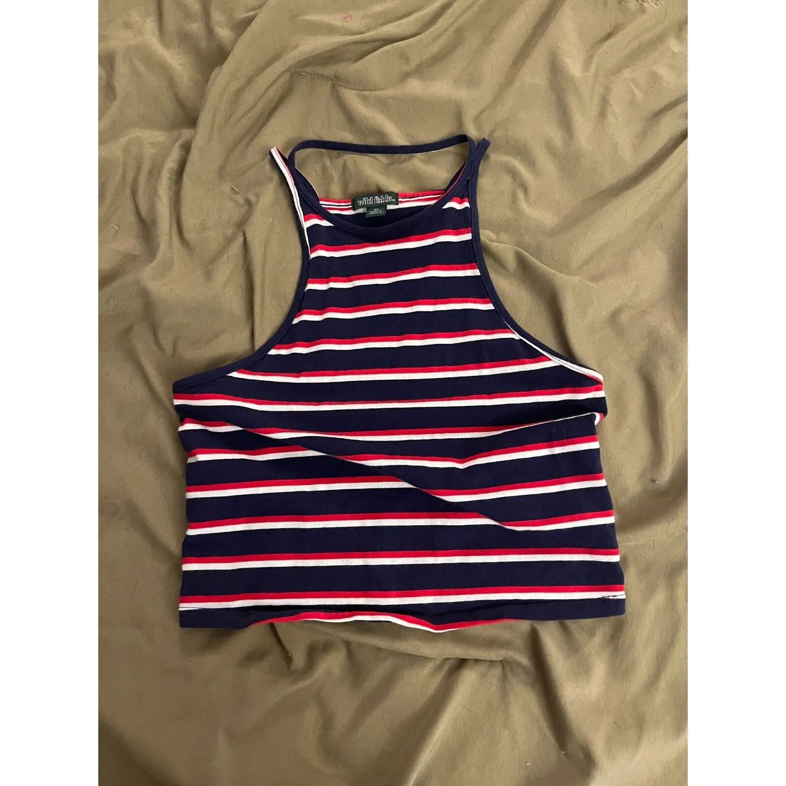 Wild Fable Top Women XS Blue Red Halter Sleeveless Crop Tank Top - Image 2