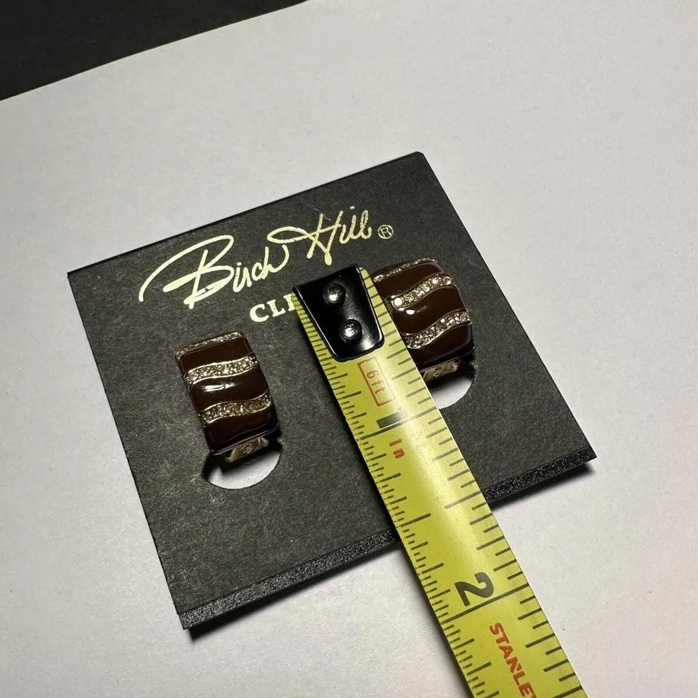 NWT Birch Hill Gold Tone / Brown Enamel Rhinestone Clip On Clip - Image 6