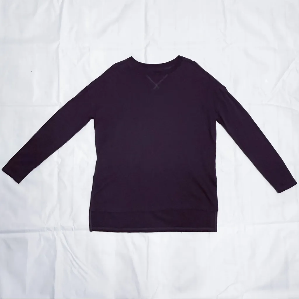 Pact Purple Long Sleeve Round Neck Organic Cotton Hi Lo Oversized Tunic Small - Image 7