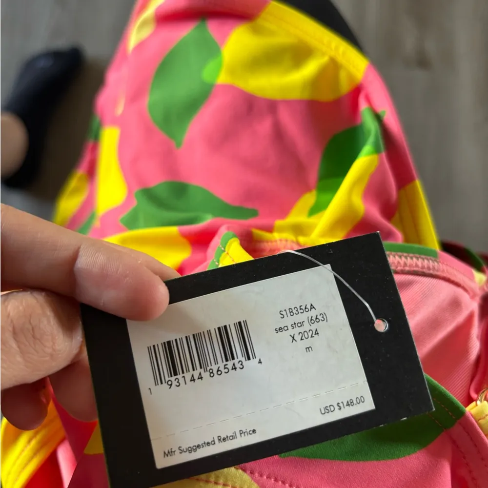 Kate Spade One Piece Swimsuit M Sea Star Underwire Lemons Pink Summer - Image 7