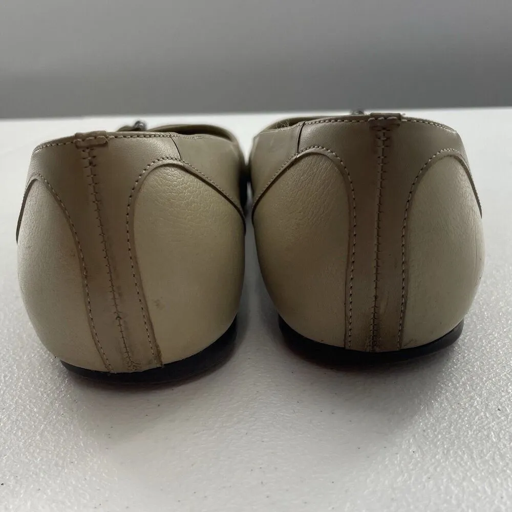 Talbots Size 10 Finata Buckle Flat Leather Beige Sesame Ballet Round Toe Detail - Image 6
