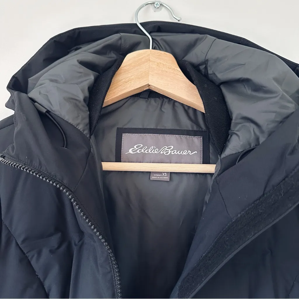 Eddie Bauer Glacier Peak Seamless Black Long Down Puffer Coat Jacket - Image 3