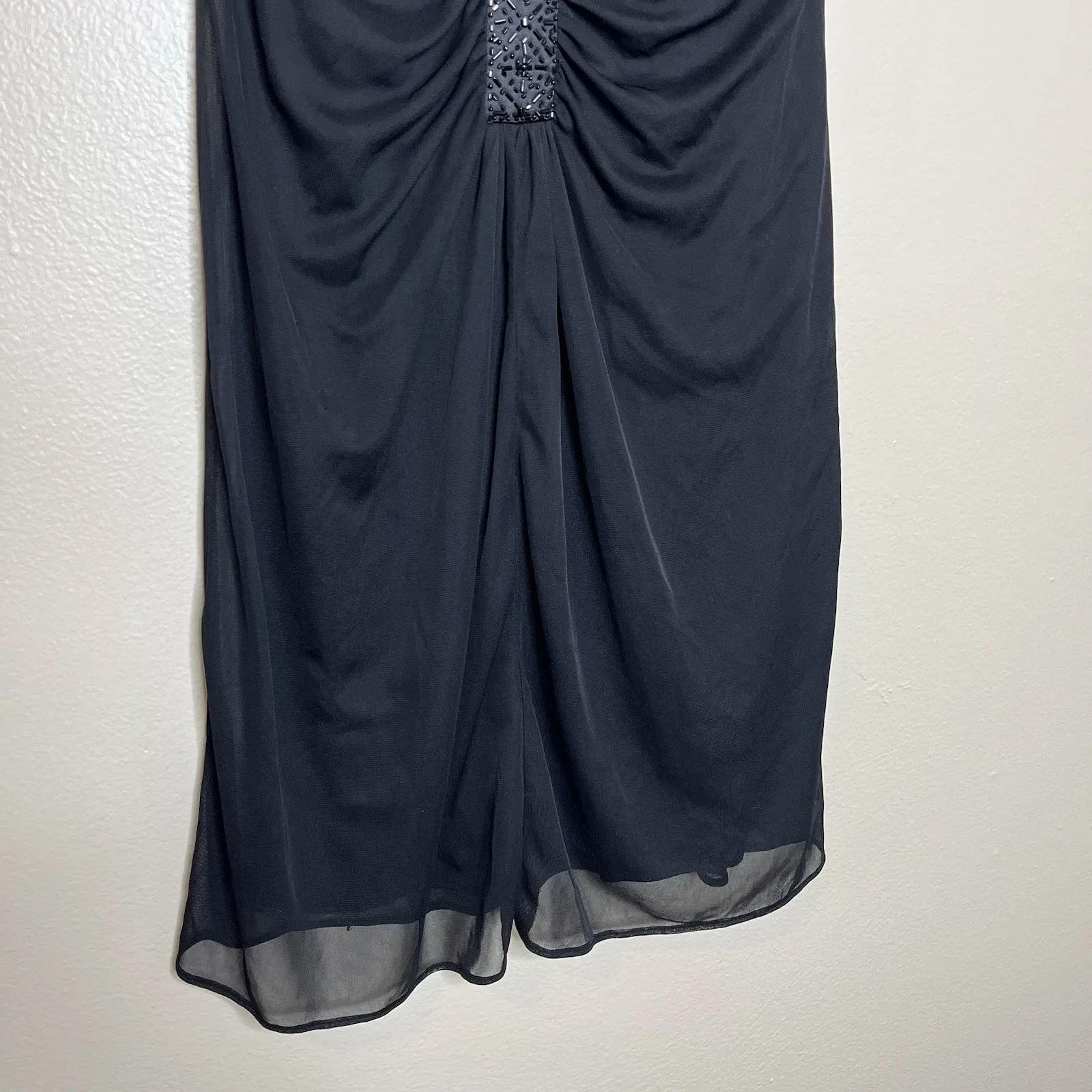 Black Y2K Dress Beaded Short 90s Friends Holiday Event Whimsigoth Goth Vampy 6p - Image 4