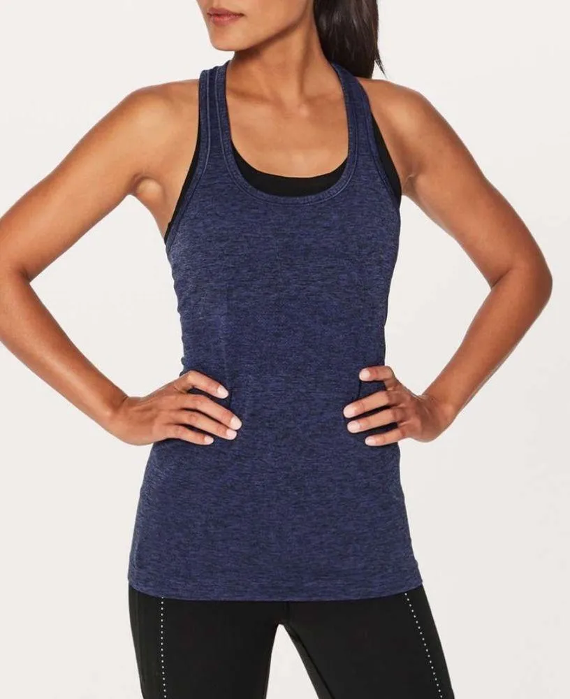 Lululemon Athletica Swiftly Tech Size 6 Racerback Seamless Sleeveless Navy Blue - Image 3