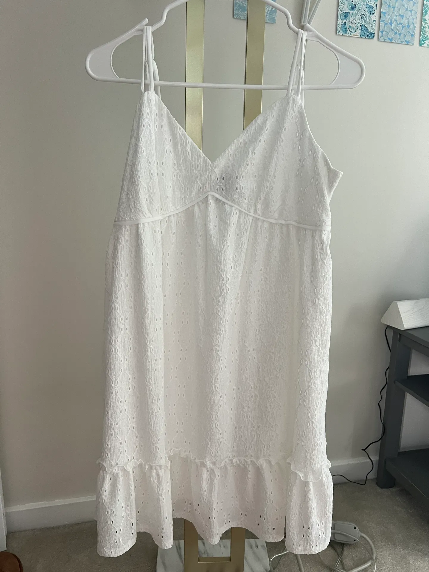 White Eyelet Dress Size M - Image 2