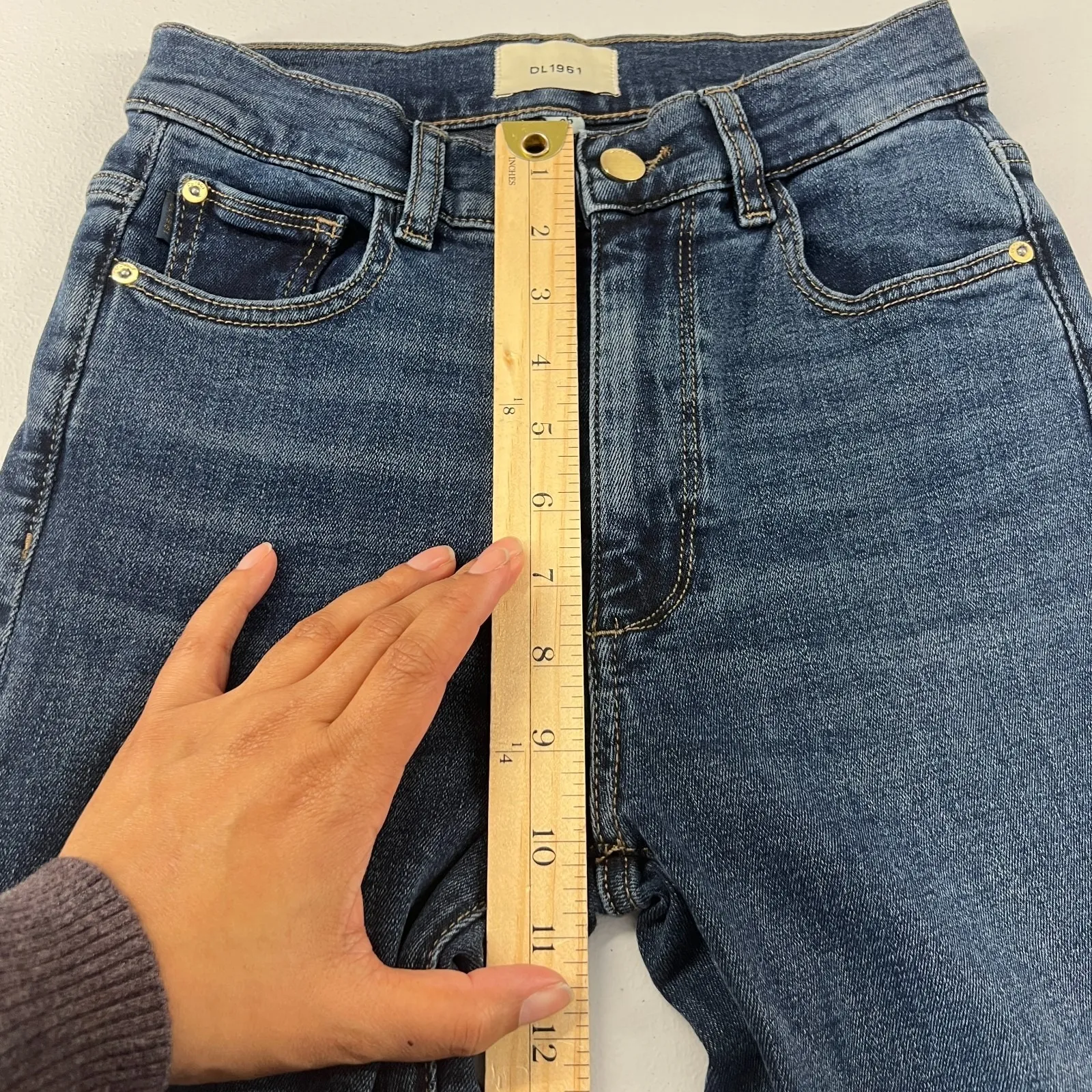 DL1961 Jeans Womens 24 Blue Denim Medium Wash High Rise Bootcut Leg  Cutoff Hem - Image 9