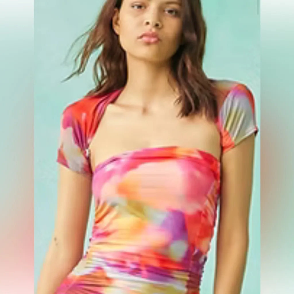 Tach Zoriana Multi Printed Dress NWT Size Small Pink - Image 3