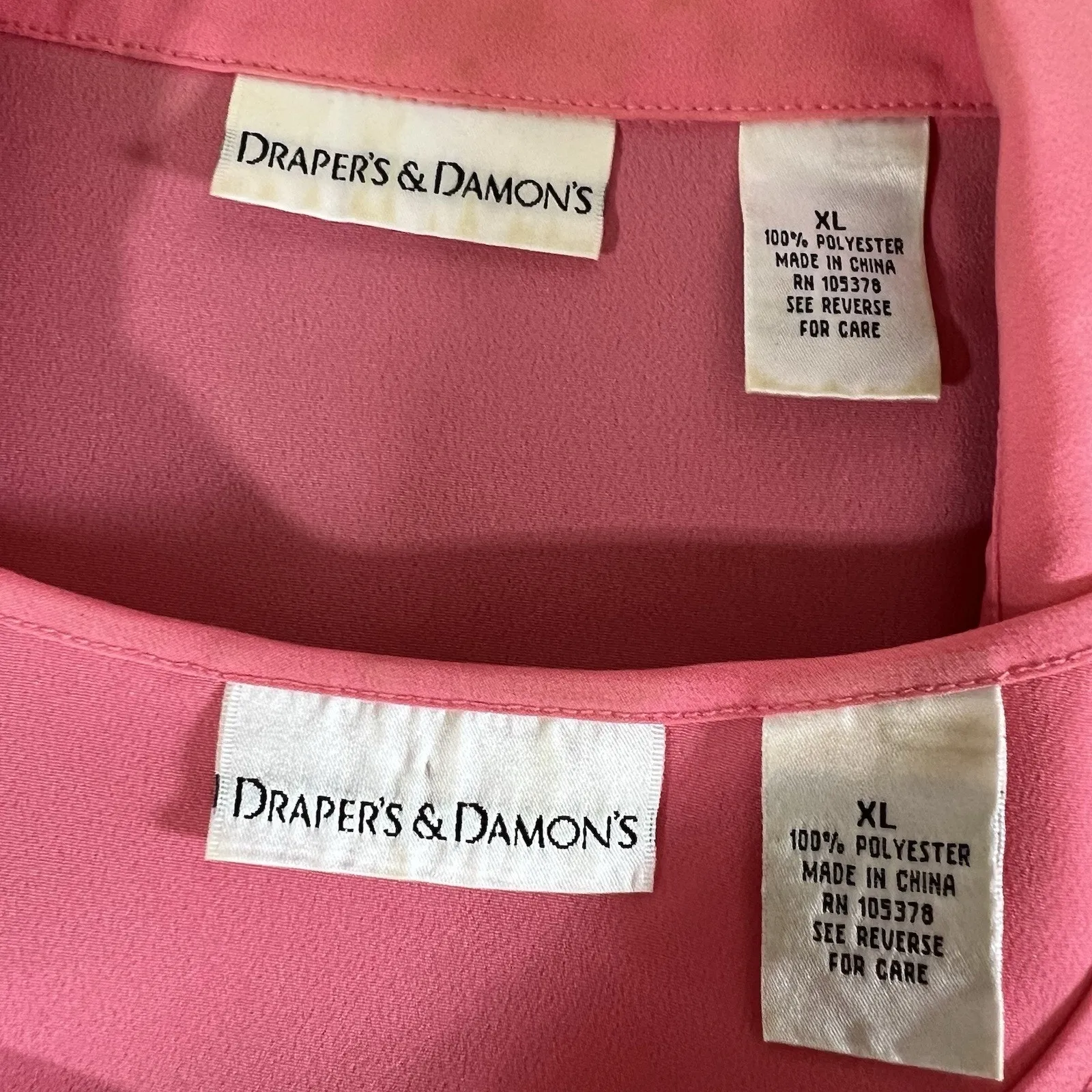 Drapers & Damons Womens Tank and Button Down Blouse Shirt Set Collared Pink XL - Image 11