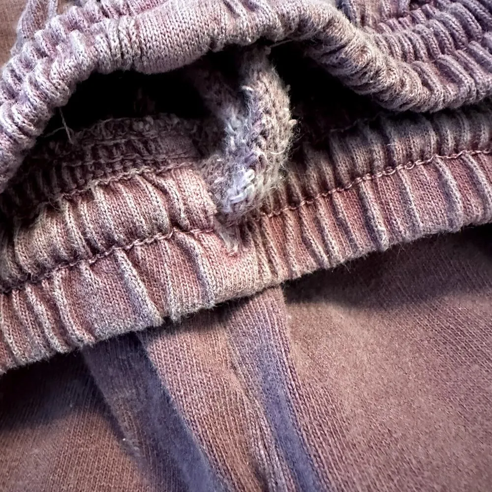 VTG Sansegal 90s Shorts 100% Cotton Ribbed Knit Drawstring Elastic Waist Plum S Red - Image 3