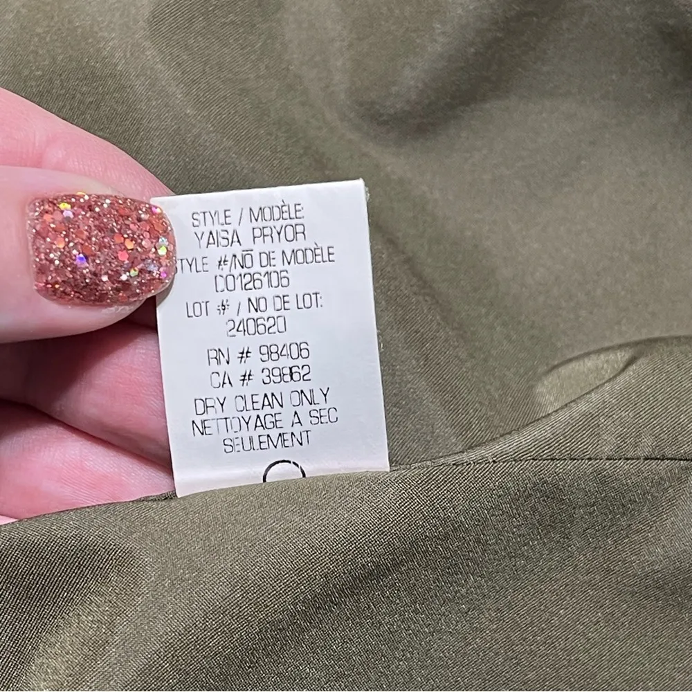 Theory Yaisa Pryor Leather Sleeve Blazer Jacket Olive Green & Black Large - Image 13