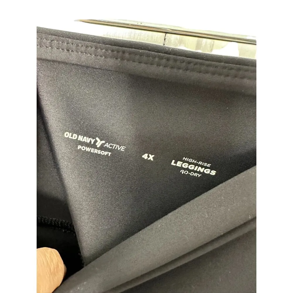 Old Navy Active Black PowerSoft High-Rise Leggings Go-Dry Women's 4X - Image 4