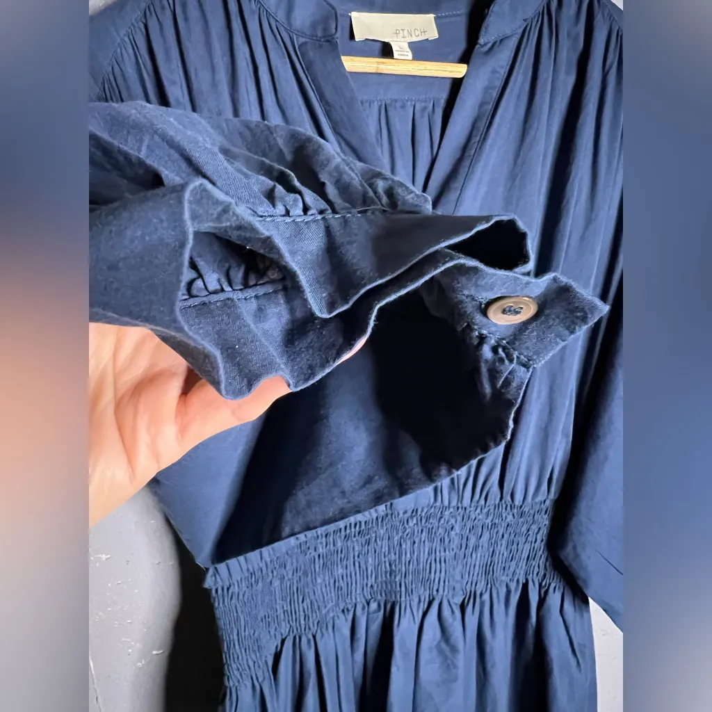 Pinch Work For You Navy Blue Smocked Waist Dress. In size Large - Image 7