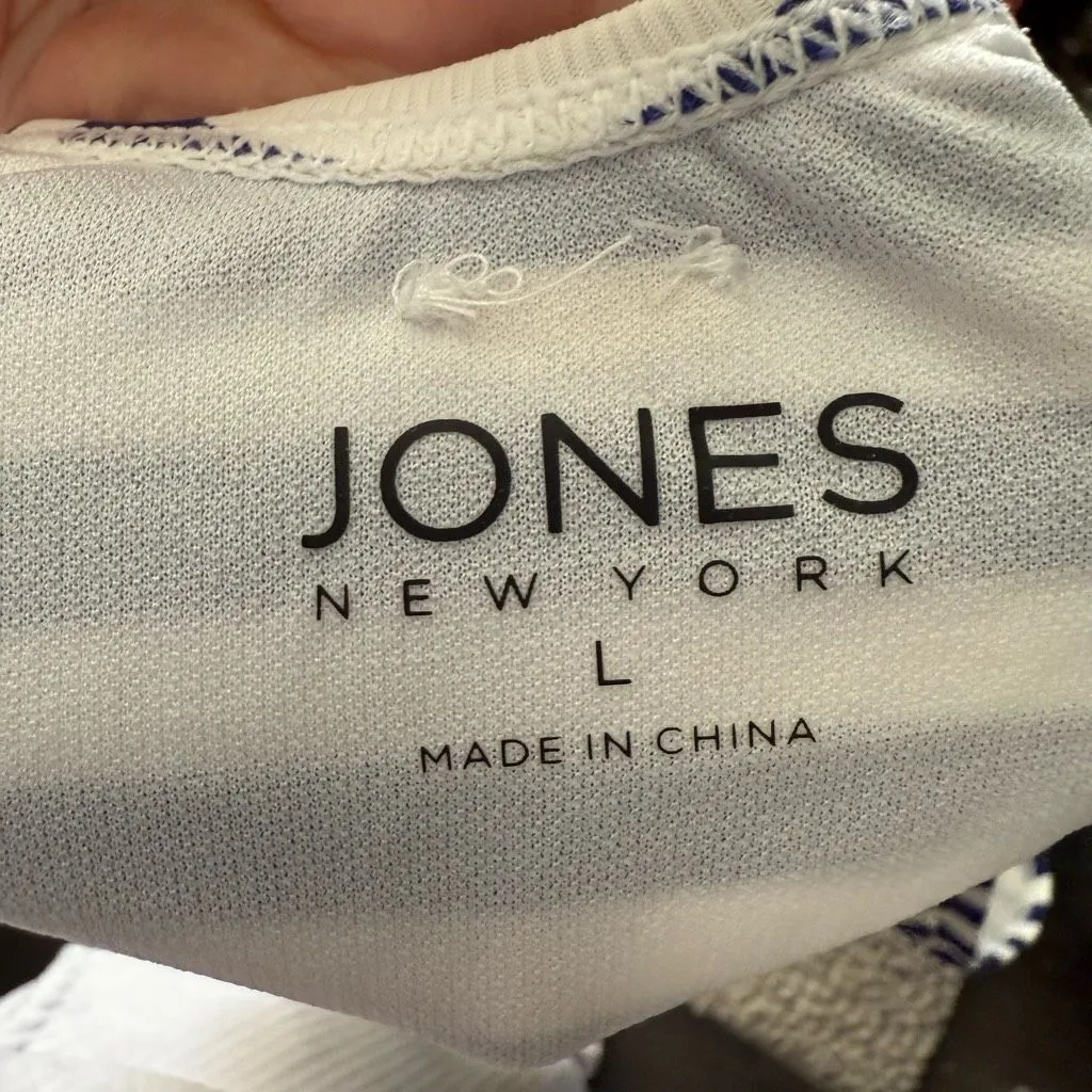 Jones New York Women’s Large Navy Blue White Striped One Piece Swim - Image 4