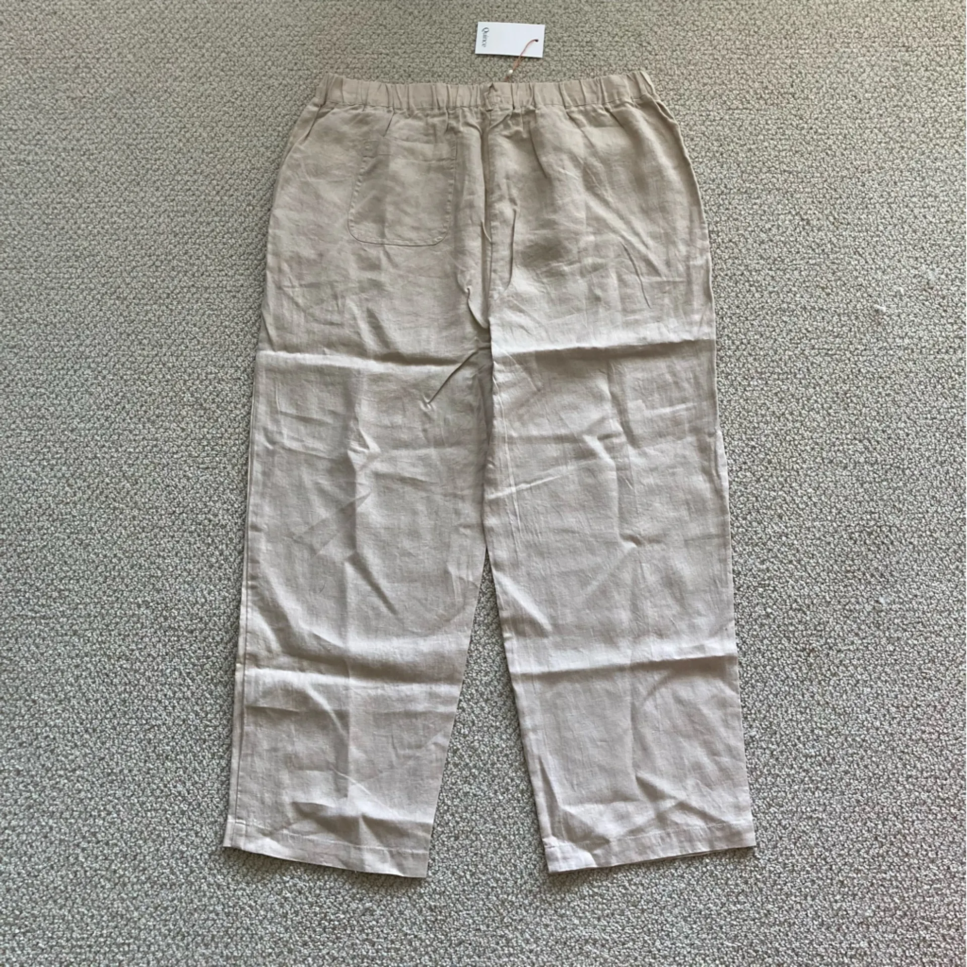 NEW Quince 100% European Linen Pants Trousers Size Large Flax Beige Tan NWT - Image 12